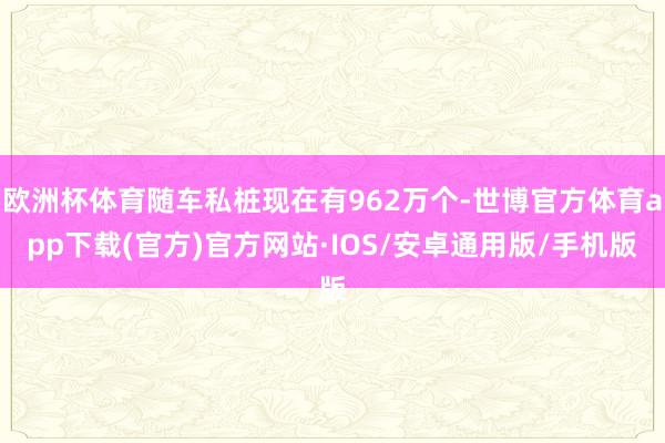 欧洲杯体育随车私桩现在有962万个-世博官方体育app下载(官方)官方网站·IOS/安卓通用版/手机版