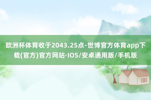 欧洲杯体育收于2043.25点-世博官方体育app下载(官方)官方网站·IOS/安卓通用版/手机版